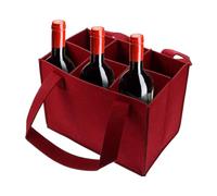 Vriusi Bottle Wine Carrier Bag | Felt Storage Tote for 6 Bottles | Portable Felt Liquor Bottle Tote with Handles for Wedding, Travel, Picnic, Birthday, Durable Wine Carrier for Any Occasion, Wine Red,