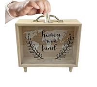 Vriusi Caja de ahorro de dinero, caja de ahorros de madera, caja de ahorro transparente, caja de dinero reutilizable, caja de ahorro para parejas, banco de dinero ecológico, elegante tarro de ahorro