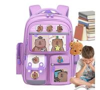 Vriusi Capybara Cartoon Backpack, Animal Pattern Book Bag, Large Capacity School Backpack, Waterproof Capybara Bag, Kids Cartoon Book Bag, Cute Capybara Backpack, School Supplies Backpack, Lightweig