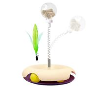 Vriusi Cat Treat Toy, Cat Treat Dispenser, Indoor Cat Puzzle, Interactive Cat Puzzle, Cat Treat Dispenser Toy, Interactive Ball Cat Puzzle Feeder, Feather Toy For Indoor Cats