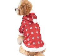 Vriusi Christmas Clothes, Thick Winter Warm Dog Chest, Velvet and Thickened Cotton Hooded Jacket, Windproof Warm Dog Garments for Dog, Outdoor and Winter, Present for Dog Lovers