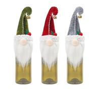 Vriusi Christmas GNOME Wine Bottle Covers | 3X Soft Christmas GNOME Wine Costume | Holiday Wine Bottle Covers, Swedish Tomte Gnomes, Christmas Wine Bags for New Year Celebration
