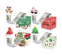 Vriusi Christmas Money Box, Christmas Surprise Money Drawing Box, Christmas Money Holder with Pull Card, Christmas Money Holder with Drawing Cards and 50 Clear Cash Bags, Christmas Cash Box for Kids