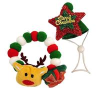 Vriusi Christmas Pet Collar, Pet Collar, Plush Cat Necklace, Elf Decorative Ball Puppy Necklace, Cat Collar Decoration, Pet Costume Collar Hat for Cats and Dogs