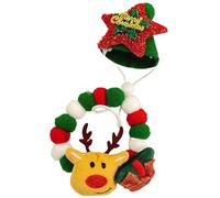 Vriusi Christmas Pet Collar, Pet Collar, Plush Cat Necklace, Elf Decorative Ball Puppy Necklace, Cat Collar Decoration, Pet Costume Collar Hat for Cats and Dogs