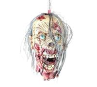 Vriusi Decoración de fantasma de Halloween, decapitación de zombi sangriento, cabezas de fantasma con peluca, decoración de disfraz de Halloween, accesorios de fantasma, colgantes de calavera de látex
