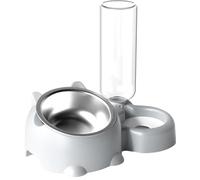 Vriusi Dog Drinking Water and Eating Bowl Set, Thickened Large Slanted Mouth Drinking Bowl Basin, 16 Degree Tilted Dog Dish With Water Dispenser, Detachable Pet Feeder Bowl for Cats and Dogs