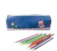 Vriusi Estuche para lápices de Navidad, estuche de dibujos animados con cremallera, bolsa para bolígrafos, decoraciones navideñas multiusos para escuela, viajes, bolígrafos, Oso de esquí, Refer to