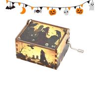 Vriusi Halloween Wood Music Box, Grabado Wooden Music Box, Caja musical de mano, caja de música vintage, caja de música, Halloween Tune Music Box, Exquisite Home Decor, Halloween Music Box, Christmas