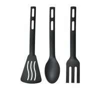 Vriusi Juego de 3 utensilios de cocina de nailon multicolor, resistente al calor, espátula ranurada, tenedor, perfecto para cocinar, hornear, viajes y camping
