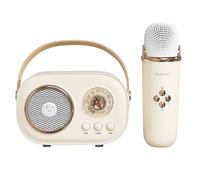 Vriusi Karaoke Machine, Portable Speaker with 1 Wireless Microphone, Creative Karaoke Machine with Voice Changing Effects, Retro Speaker Set with Stereo Enhanced Bass for Parties