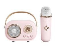 Vriusi Karaoke Machine, Portable Speaker with 1 Wireless Microphone, Creative Karaoke Machine with Voice Changing Effects, Retro Speaker Set with Stereo Enhanced Bass for Parties
