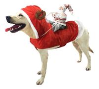 Vriusi Pet Christmas Costumes, Dog Red Hat Suit Clothes, Dressing Up Dogs Cats Outfit, Santa Dog Disfraz, Santa Ride Pet Cosplay Costume Dress Up, Puppy Cosplay Costumes for Festivals