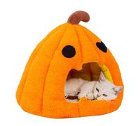 Vriusi Pumpkin Cat Bed, Warm Sleeping Cat Bed, Removable Cushion Cat House, Semi-Enclosed Cat Tent, Cute Soft Cat Cave, Cozy Pumpkin Cat House, Pet Bed with Removable Cushion, Soft Cat Bed for