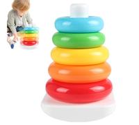 Vriusi Rainbow Stacking Rings Toy, Rainbow Rotating Tower, Rainbow Stacker Ring Educational Toy, Early Educational Learning Stacking Tower, Kids Toy Stacker, Building Rings Stacker for Home
