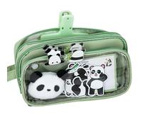 Vriusi School Pencil Organizer, Cute Panda Pencil Case, Stationery Bag With Accessories, Panda Pencil Pouch Cute With Zipper Preppy Pen Bag With Gel Ink Pens, Clips, 21x15x7cm/8.27x5.91x2.76 Inch,