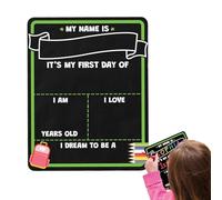 Vriusi Tablero de madera para el primer y último día de escuela, de doble cara, letrero de pizarra escolar, accesorios de fotos, carteles de matemáticas reutilizables para niños, primer y último día