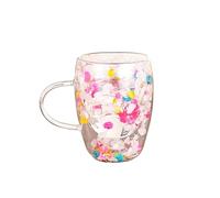 Vriusi Tazas con flores secas, taza de café de doble pared, taza de café transparente de 350 ml, tazas transparentes para beber de flores secas, vasos de bebidas para bebidas calientes, taza de