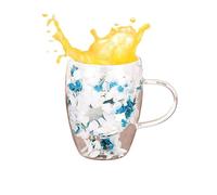 Vriusi Tazas con flores secas, taza de café de doble pared, taza de café transparente de 350 ml, tazas transparentes para beber de flores secas, vasos de bebidas para bebidas calientes, taza de