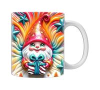 Vriusi Tazas de café con temática de gnomos, gnomo de Navidad, taza de gnomos coloridos con cajas, taza de gran capacidad de 350 ml, taza de café de cerámica, taza de agua de Navidad para amigos y