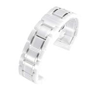 VRKRTVBLB Correa de reloj de acero inoxidable Cerami de liberación rápida de 14-24 mm universal for hombre y mujer(White silver,24mm)