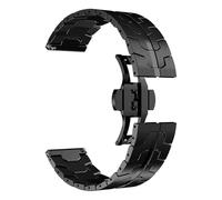 VRKRTVBLB Correa de reloj de acero inoxidable de metal de 20 mm y 22 mm con hebilla plegable universal for hombres y mujeres(Black,22mm)