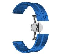 VRKRTVBLB Correa de reloj de acero inoxidable de metal de 20 mm y 22 mm con hebilla plegable universal for hombres y mujeres(Blue,22mm)