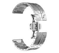 VRKRTVBLB Correa de reloj de acero inoxidable de metal de 20 mm y 22 mm con hebilla plegable universal for hombres y mujeres(Silver,20mm)