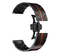 VRKRTVBLB Correa de reloj de acero inoxidable de metal de 20 mm y 22 mm con hebilla plegable universal for hombres y mujeres(Black red,22mm)