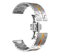 VRKRTVBLB Correa de Reloj de Acero Inoxidable de Metal de 20 mm y 22 mm con Hebilla Plegable Universal for Hombres y Mujeres(Silver Orange,22mm)