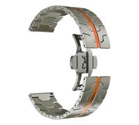 VRKRTVBLB Correa de reloj de acero inoxidable de metal de 20 mm y 22 mm con hebilla plegable universal for hombres y mujeres(Titanium orange,22mm)