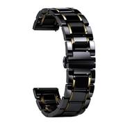VRKRTVBLB Correa de Reloj de cerámica de Acero Inoxidable de liberación rápida, Correa de muñeca Unisex de 20mm y 22mm, Correa de Reloj con Hebilla Plegable(Black Gold,22mm)