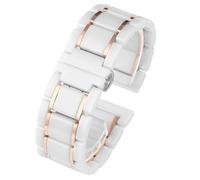 VRKRTVBLB Correa de reloj de cerámica de acero inoxidable, pulsera Unisex de 20mm y 22mm, correa de repuesto, accesorios de reloj, reloj inteligente de cuarzo adecuado(White Rose Gold,20mm)