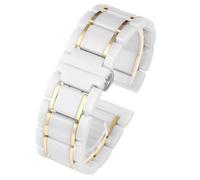 VRKRTVBLB Correa de reloj de cerámica de acero inoxidable, pulsera Unisex de 20mm y 22mm, correa de repuesto, accesorios de reloj, reloj inteligente de cuarzo adecuado(White Gold,20mm)