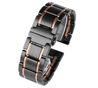 VRKRTVBLB Correa de reloj de cerámica de acero inoxidable, pulsera Unisex de 20mm y 22mm, correa de repuesto, accesorios de reloj, reloj inteligente de cuarzo adecuado(Black Rose Gold,20mm)