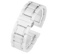 VRKRTVBLB Correa de reloj de cerámica de acero inoxidable, pulsera Unisex de 20mm y 22mm, correa de repuesto, accesorios de reloj, reloj inteligente de cuarzo adecuado(White Silver,20mm)