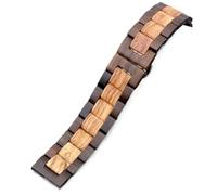 VRKRTVBLB Correa de reloj de madera de liberación rápida 20 mm 22 mm Correa de reloj unisex Pulsera de madera(Black brown,20mm)