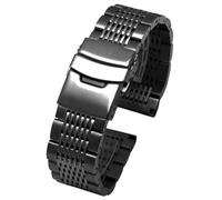 VRKRTVBLB Pulsera de acero inoxidable for pulsera de metal negra de 20 mm y 22 mm, unisex(H,22mm)