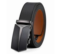 VRLEGEND Cinturón Cuero Hombre 110-170 cm Tamaño Regular & Talla Extra, Cinturones Piel con Hebilla Automática (Ajustable 150, Negro)
