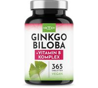 VROODY Ginkgo Biloba Vegano 6000mg Alta Dosis con Complejo de Vitaminas B | Ayuda a Reducir el Cansancio y la Fatiga | 365 Mini Comprimidos Fáciles de Tragar | Suministro para 1 Año