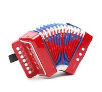 Vroomoto Acordeón Pequeño de Juguete Educativo con 7 Teclas y 2 Bajos para Amantes de la música. Colores: Negro, Rojo y azul. Ideal para Jardín Infancia, Escuela familia. (Roja)