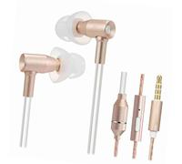 Vroomoto Auriculares Internos Binaurales con Cable de 3,5 Mm, Tubo de Aire Antiradiación, Auriculares para Teléfono con Micrófono, Reducción Radiación, Sonido HD para Todas Las Edades (Oro)