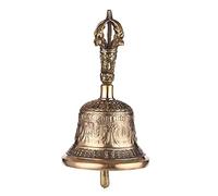 Vroomoto CAMPANA BUDISTA TIBETANA DE MANO CON DISEÑO VINTAGE DE BRONCE PARA PRACTICANTES MEDITACIÓN Y YOGA COLOR DORADO TALLA L (L)