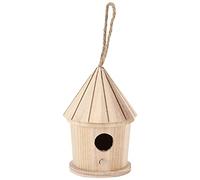 Vroomoto Casa para Pájaros de Madera, Nido para Pájaros Colgante, Paulownia Natural, DIY, Pintable, Forma Redonda, Adorno de Jardín Al Aire Libre sin Cordón Regalo Artesanal Niños