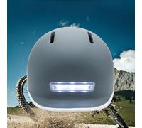 Vroomoto Casco de Ciclismo Ligero y Transpirable con Luz de Advertencia para Montar Noche, Gorro Seguridad para Bicicleta Montaña (Blanco) (Rosa)