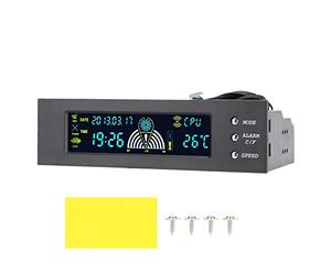 Vroomoto Controlador de Velocidad de 3 Ventiladores para Computadora, Monitor Temperatura CPU, Gestión Térmica, Monitorización Calor, Panel Frontal LCD 5.25 Pulgadas STW 5023