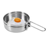 Vroomoto Hervidor de Camping Olla de Cocina Acero Inoxidable Olla para Mochilero Hervidor Portátil para Exteriores Tapa con Boquilla 1 L Sartén con Plegable Saco Malla (Largo)