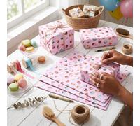 Vroomoto Hojas de Papel de Regalo 50x70cm Grosor Patrón Helado | Papel De Embalaje, Rosado, Stock De Placa De Cobre, Cajas De Cumpleaños, Eventos En El Aula, Tarjetas Para Manualidades,