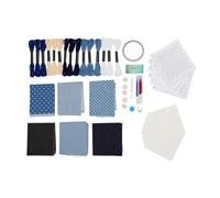 Vroomoto Kit de Bordado Sashiko Juego de Plantillas Costura Sashiko Juego Iniciación Costura 8 Plantillas Reutilizables 6 Patrones Solubles en Agua con Hilos Agujas