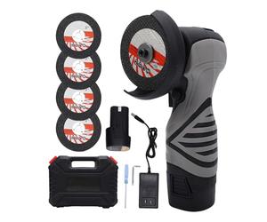 Vroomoto Mini Amoladora Angular Inalámbrica, Herramienta de Corte Manual con Batería de 4800 MAh, 5 Discos Corte, Cargador, Pulido, Pulido, Portátil, 13000 RPM, Pequeño (Enchufe europeo)